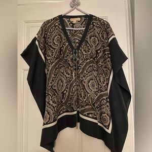 EUC - Michael Kors 100% silk blue paisley top Size S/M